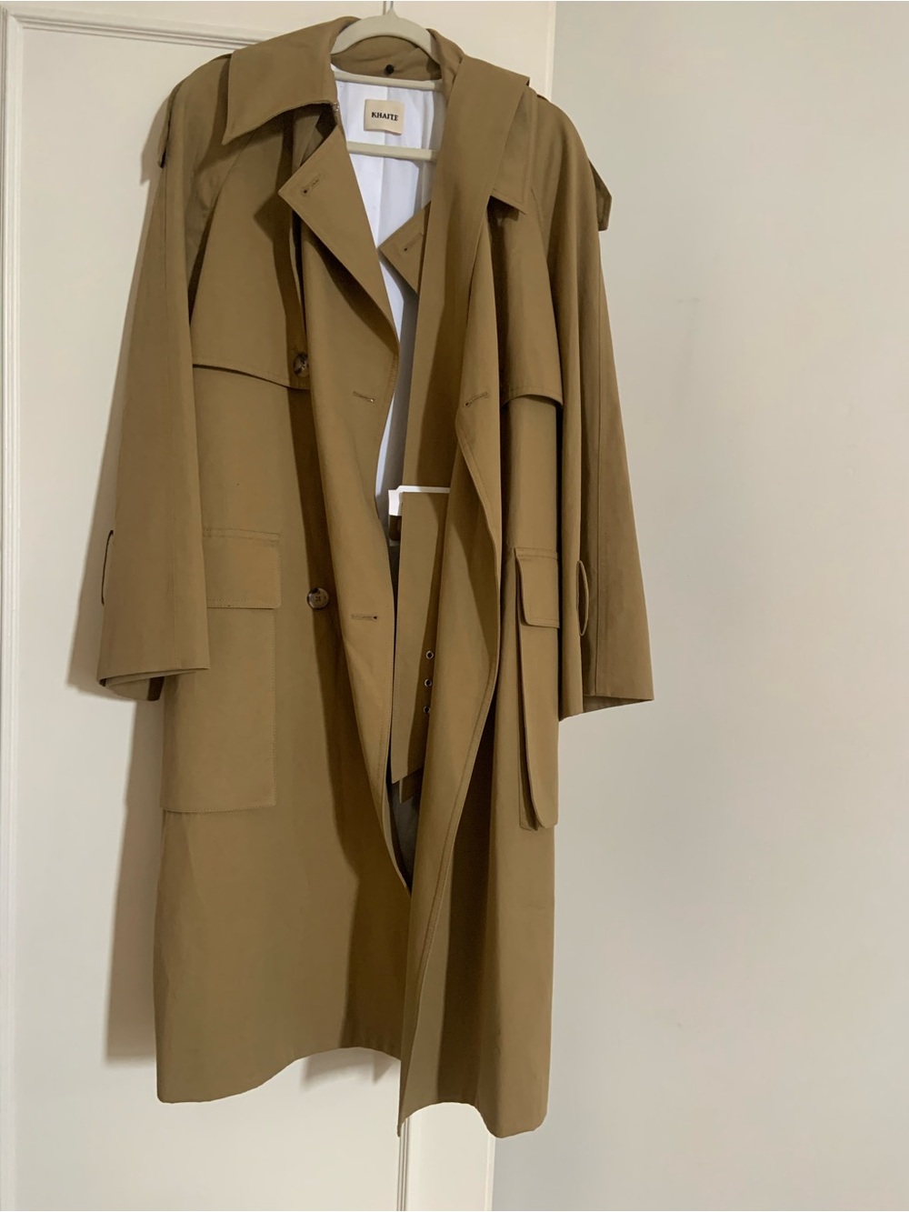 KHAITE Tan Khaki Trench Coat with Belt
